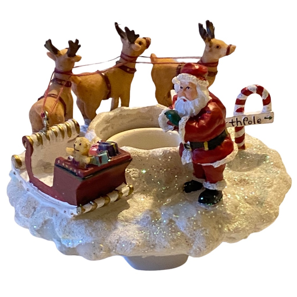 Candle Capper - Old Virginia Company Santa, the Reindeer and Sleigh - NWOT